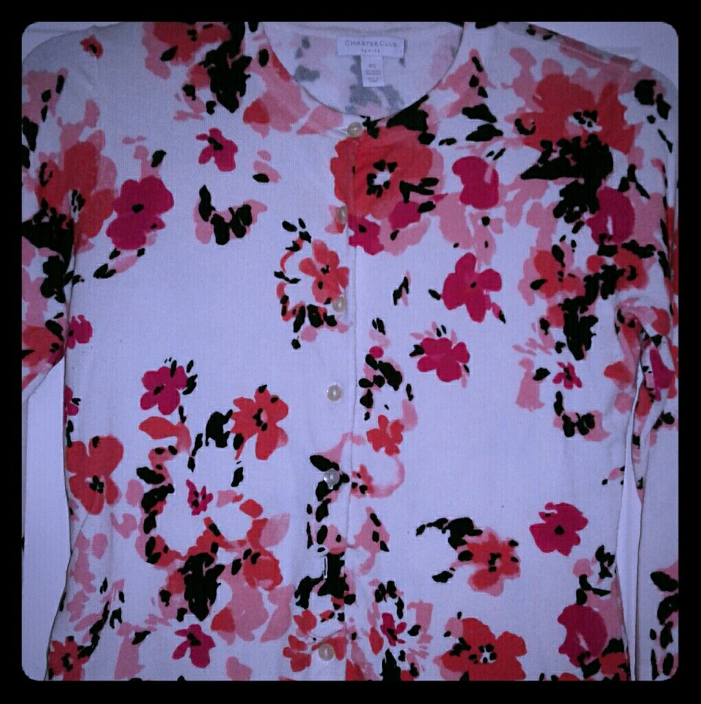 Charter Club Floral Cardigan  Small